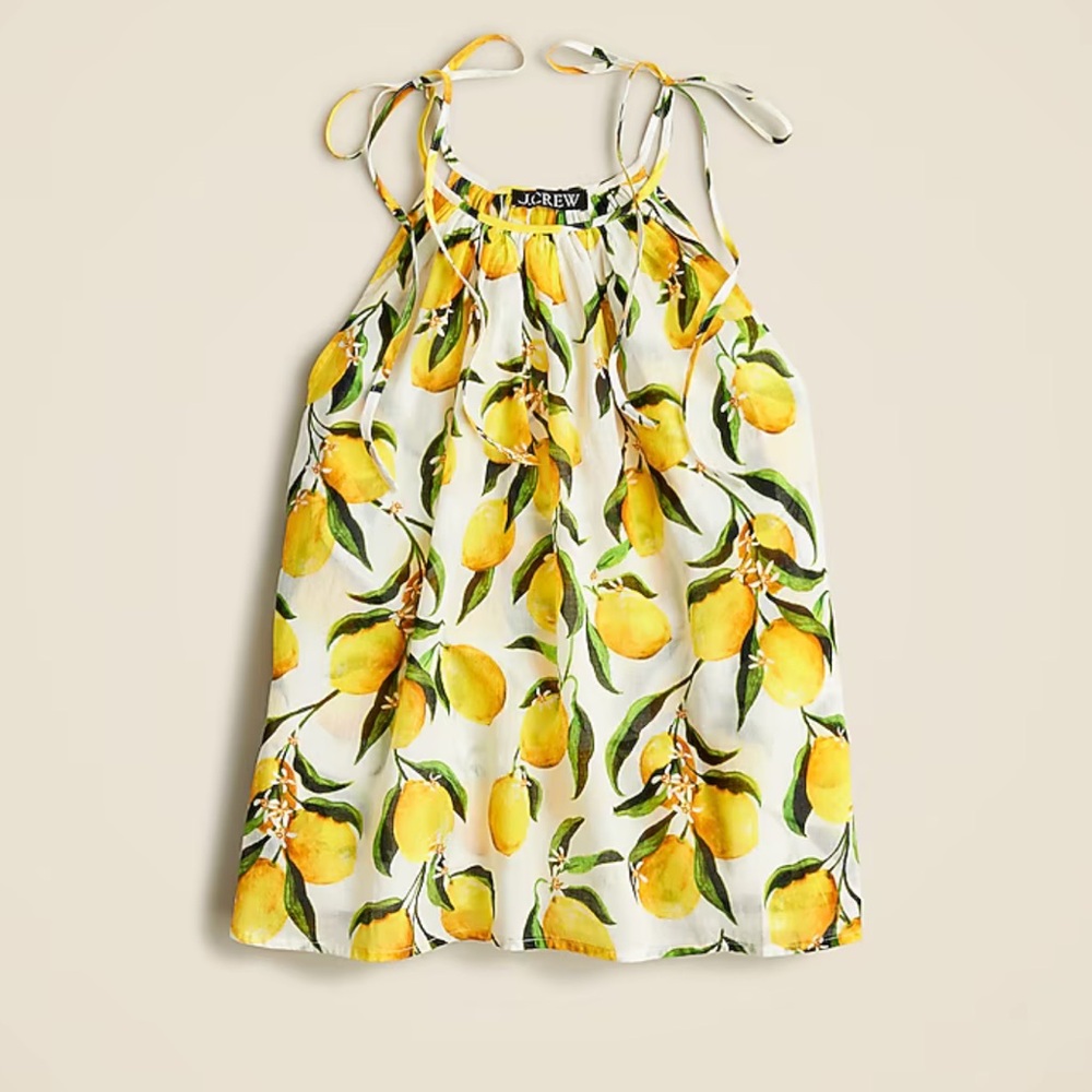 J. Crew Tie-shoulder tank top in limoncello cotton voile
